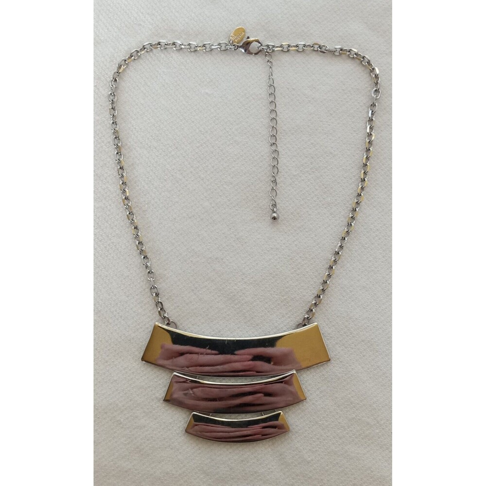 Lia Sophia "Pagoda" Silver Tone Statement Necklace 15-18 in Really Nice! - Picture 3 of 5